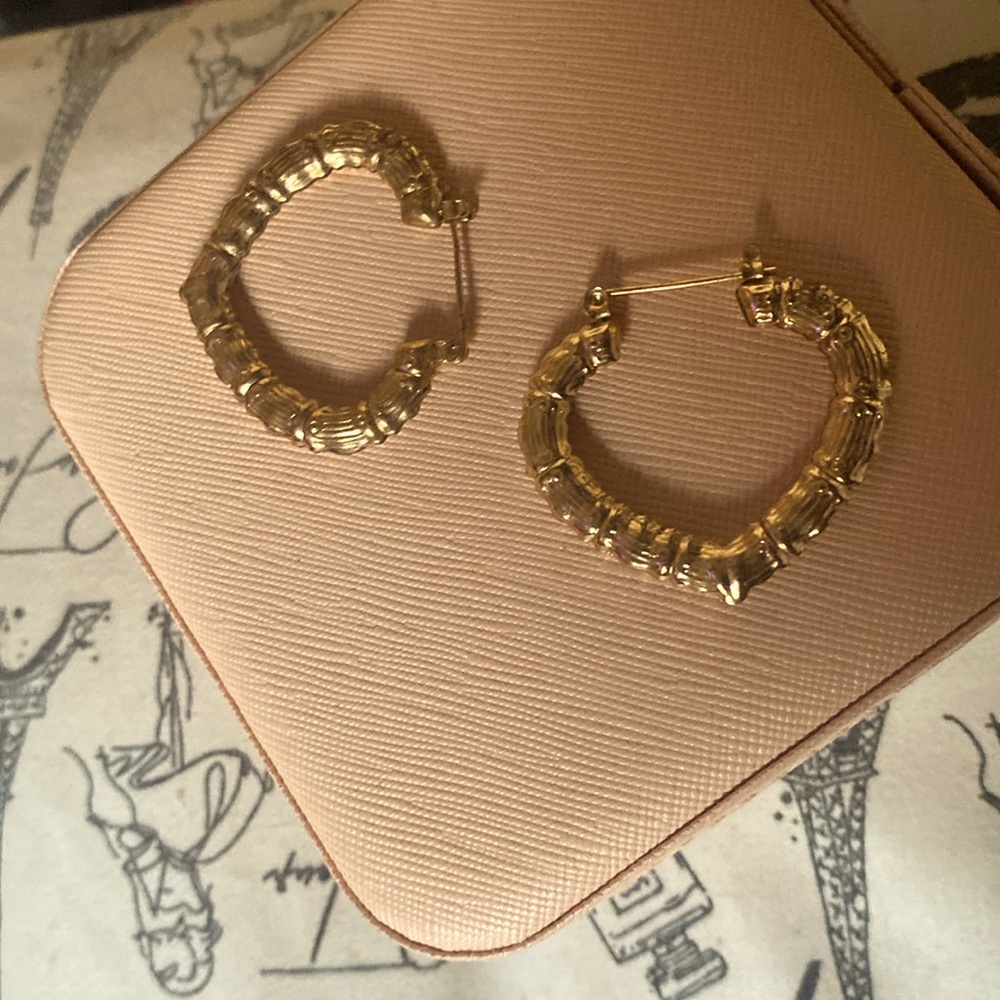 Gold Heart Hoops